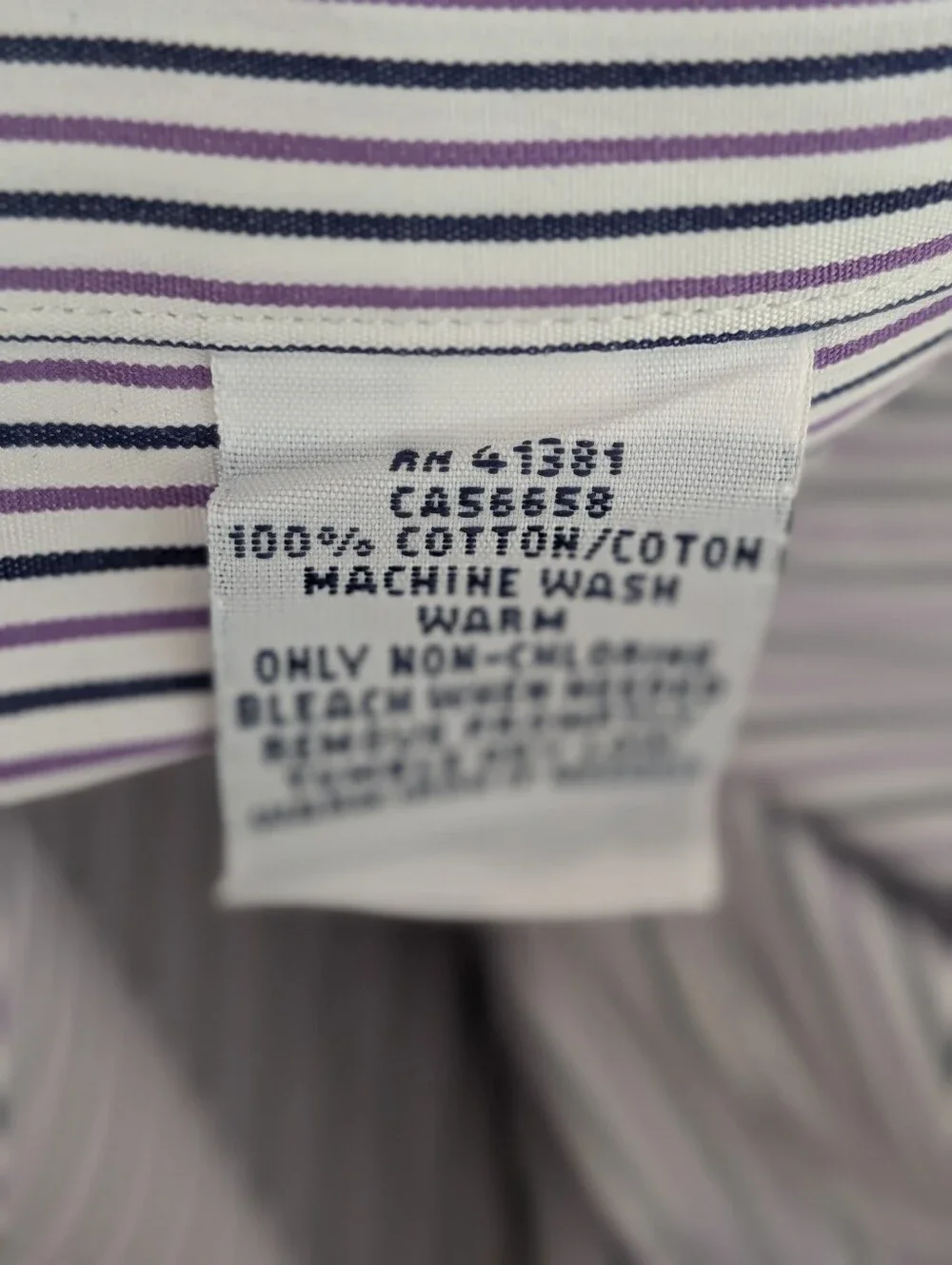 Ralph Lauren Mens Navy Purple White Pinstripe Button-Down Dress Shirt 17 32/33